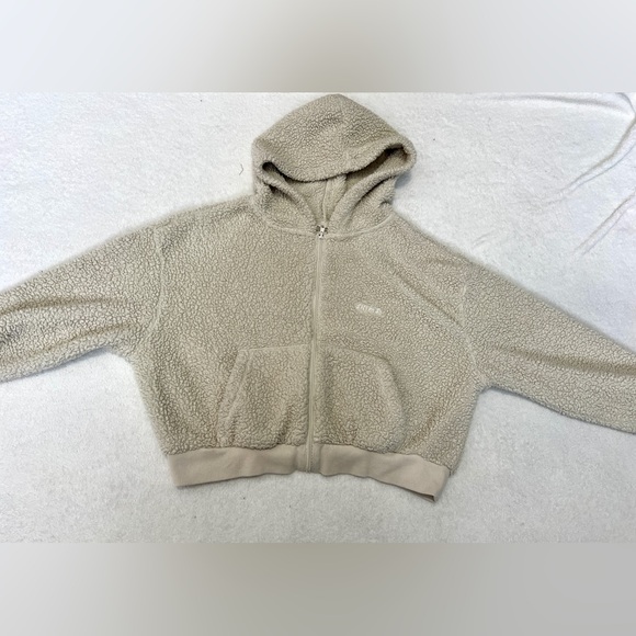 SKIMS Teddy Sherpa Cropped Full Zip Hooded Sweatshirt - Large - Picture 2 of 11